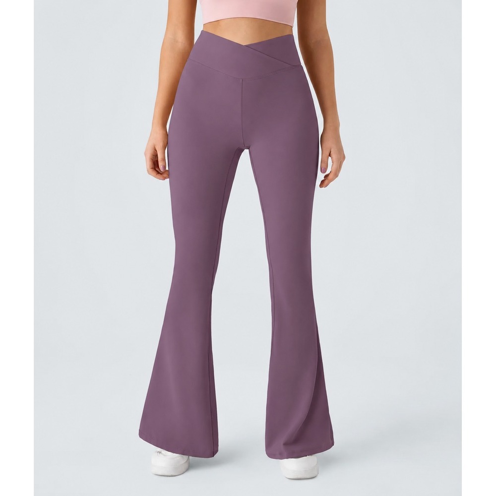 Halara DayStretch High Waisted Crossover Pocket Flare Leggings XL Purple Pants - Picture 3 of 12